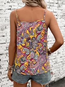SHEIN LUNE Paisley Print Cami Top - Yellow - View 2