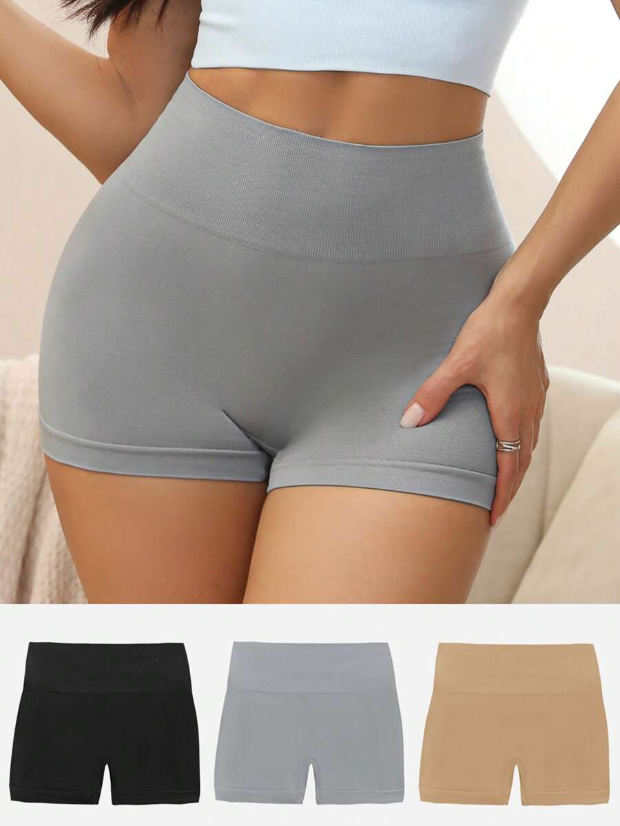 3件套纯色宽腰短裤 - 彩色 - 查看 1