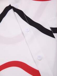 Manfinity RSRT Men Graphic Print Shirt & Shorts Set, Cozy Outfits - Red and White - View 5