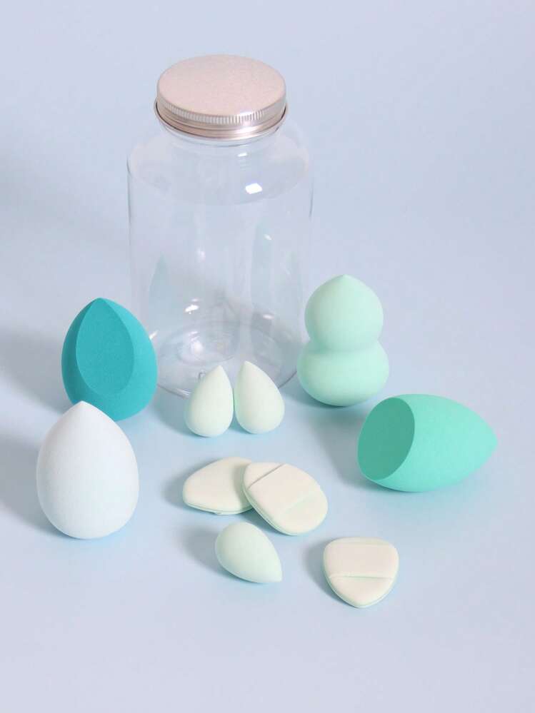 סט ספוג קוסמטי 10 יחידות עם צנצנת אחסון, כולל 4 ספוגיות איפור, 3 מיני ספוגיות איפור, 3 פחזניות מיני אצבעות, ספוג יופי מעורב לנוזל, קרם ואבקה, ספוג קוסמטי רב צבעים, קרם בסיס ללא לטקס לשימוש כפול, כולל כרית אוויר שאיפה, ספוג מעורב ואיפור ללא לטקס פאף, מתאים לכל סוגי העור משמש לבסיס נוזלי, קרן, קונסילר. - ריבוי צבעים - ראה 5