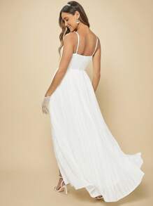 SHEIN Belle 高衩緊身上衣吊帶婚紗連衣裙不附面紗 - 白色 - 查看 3