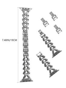 Geometric V-Shaped Three-Dimensional Metal Strap With Manual Adjustment Of Bracelet Length, Business Minimalist Design Suitable For Apple Watch Strap 38mm 40mm 41mm 42mm 44mm 45mm 49mm Compatible With Apple Smartwatch Series SE 9 8 7 6 5 4 3 2 1 Watch Strap Replacement, - Silver - View 4