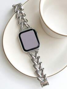 Geometric V-Shaped Three-Dimensional Metal Strap With Manual Adjustment Of Bracelet Length, Business Minimalist Design Suitable For Apple Watch Strap 38mm 40mm 41mm 42mm 44mm 45mm 49mm Compatible With Apple Smartwatch Series SE 9 8 7 6 5 4 3 2 1 Watch Strap Replacement, - Silver - View 5