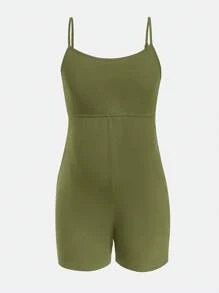 SHEIN Maternidad Mono de tirantes unicolor - Verde militar - Ver 1