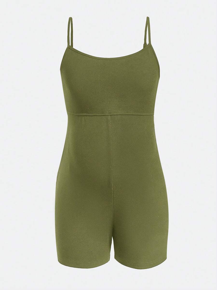 SHEIN Maternidad Mono de tirantes unicolor - Verde militar - Ver 1