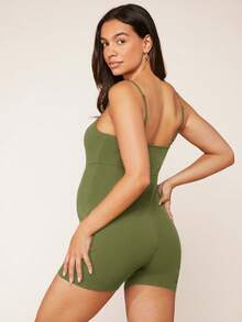 SHEIN Maternidad Mono de tirantes unicolor - Verde militar - Ver 2