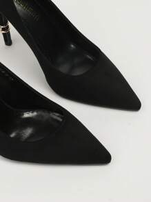 Giày cao gót đính đá trang trí cho nữ, Giày cao gót mũi nhọn Stiletto thanh lịch - màu đen - Xem 4