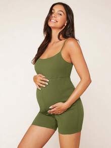 SHEIN Maternidad Mono de tirantes unicolor - Verde militar - Ver 5