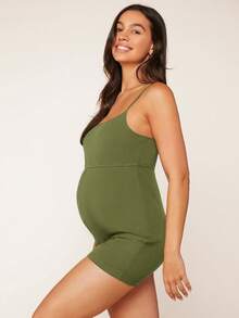 SHEIN Maternidad Mono de tirantes unicolor - Verde militar - Ver 7