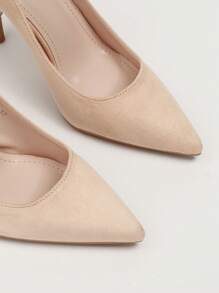 Women Rhinestone Decor Court Pumps, Point Toe Stiletto Heeled Elegant Pumps - Apricot - View 4