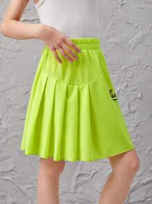 女孩字母圖案百褶半身裙