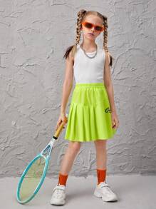 女孩字母圖案百褶半身裙