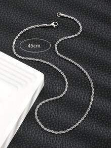 1pc Kids Twist Design Stainless Steel Punk Necklace For Friend's Gift - Silver - View 3