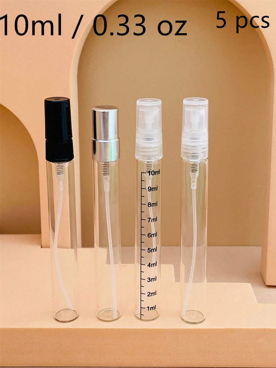 Botellas de Spray de vidrio vacías para Perfume, 5 piezas, 10ml, botella de Spray de pluma de vidrio transparente, envases cosméticos de estilo europeo, botella de Spray de viaje - transparente - Ver 1