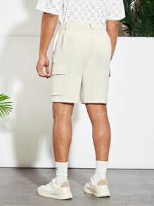 Manfinity VCAY Men Flap Pocket Side Cargo Shorts - Khaki - View 3