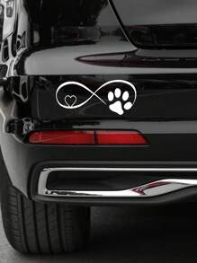 1入組爪子和愛心圖案PVC汽車貼紙 - 白色 - 查看 1