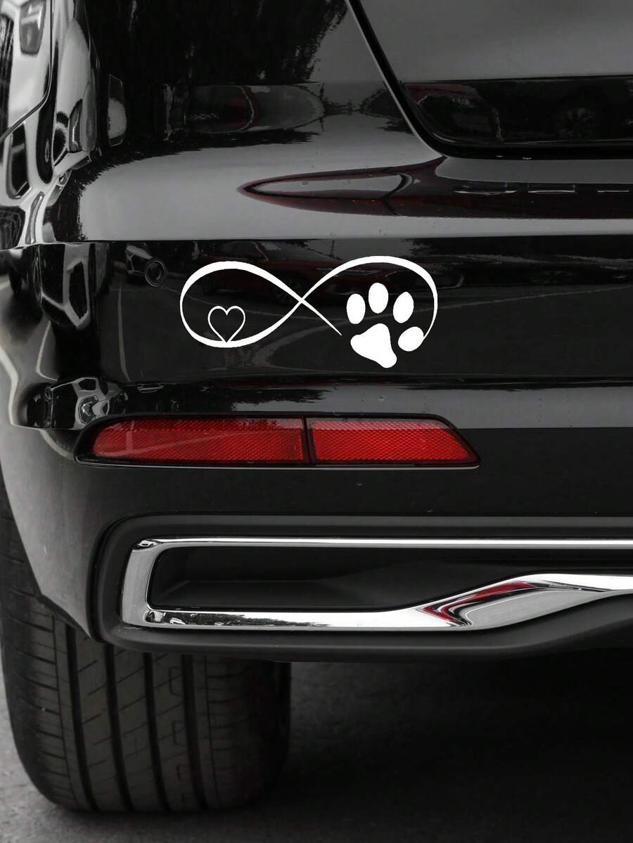 1入組爪子和愛心圖案PVC汽車貼紙 - 白色 - 查看 1