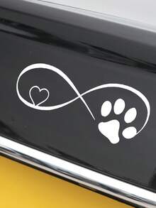 1入組爪子和愛心圖案PVC汽車貼紙 - 白色 - 查看 2