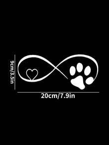 1入組爪子和愛心圖案PVC汽車貼紙 - 白色 - 查看 4