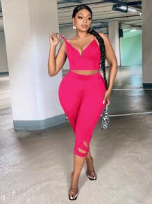 SHEIN SXY Quần lót kích thước lớn Cắt ra màu trơn Giải trí - Màu Hồng Tươi - Xem 6