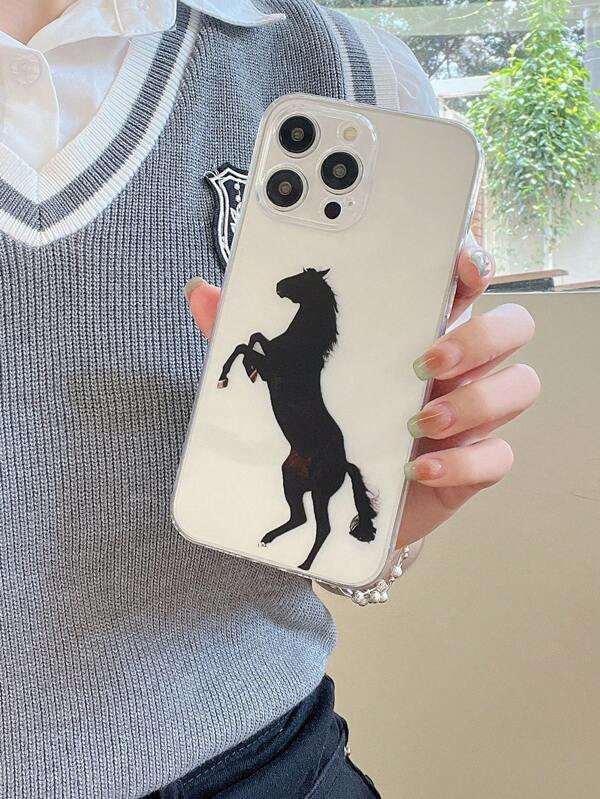 كفر هاتف شفاف طباعة الحصان