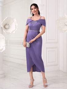 Modelyn 挖肩圍裹洋裝不附腰帶