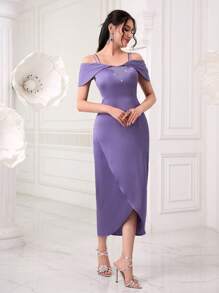 Modelyn 挖肩圍裹洋裝不附腰帶