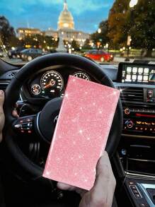 1入組金屬亮絲多格車卡包 - 粉色 - 查看 2