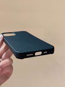 1pc Solid Color Soft TPU Knitted Pattern Phone Case, Compatible With IPhone 16 Series, Galaxy S20, S21, S22, S23, S24, S25 Series Waterproof Shockproof Anti-Fall Scratch Resistant - Black - View 5