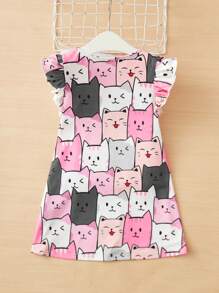 SHEIN Đầm Gái Xù Hoạt hình Tất cả trên in Dễ thương - Nhiều màu - Xem 2