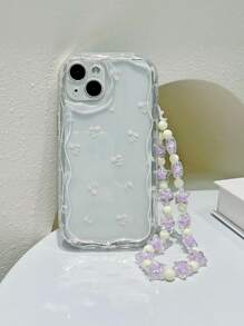 带挂绳的手机壳，花朵图案，防摔设计，国际版，非国内版 - 彩色 - 查看 2