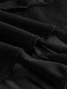 SHEIN ICON Mùa Xuân Chất rắn Viền Ruffle Ca-vát Backless Dây Đen Đầm - màu đen - Xem 3