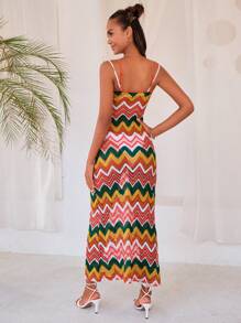 SHEIN VCAY Chevron Print Cami Dress - Multicolor - View 2