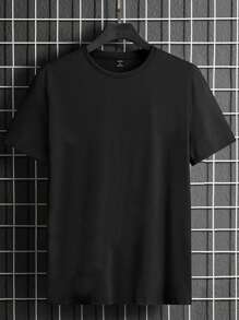 Manfinity RebelGame Men Cotton Bear & Letter Graphic Drop Shoulder Tee - Black - View 3