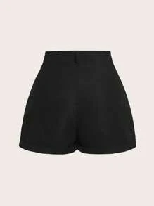 ROMWE Goth 蘑菇圖案短褲 - 黑色 - 查看 2