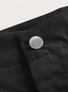 ROMWE Goth 蘑菇圖案短褲 - 黑色 - 查看 4