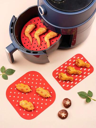 SHEIN 1 pièce Doublure de pot de friteuse à air en silicone, doublures de friteuse à air de cuisine, papier de friteuse à air, friteuse à air