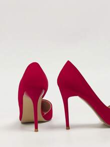 Giày cao gót nữ kiểu dáng tối giản, mũi nhọn, gót nhọn thời trang, thanh lịch, phù hợp cho các bữa tiệc, gót nhọn - Đỏ - Xem 2