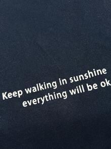 Aesthetic Post--Men Plus Letter Graphic Contrast Collar Polo Shirt & Drawstring Waist Shorts Set - Navy Blue - View 5