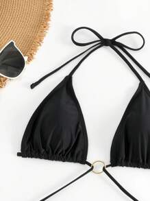 Phụ nữ một mảnh Nhẫn màu trơn - màu đen - Xem 6