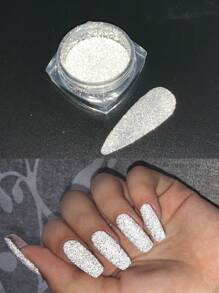 Purpurina de uñas con efecto reflectante y holográfico, polvo de cristales blancos para decoración de uñas, pigmento en polvo con brillos de rhinestone para manicura - Blanco - Ver 2