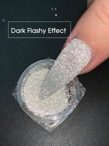 Purpurina de uñas con efecto reflectante y holográfico, polvo de cristales blancos para decoración de uñas, pigmento en polvo con brillos de rhinestone para manicura - Blanco - Ver 6