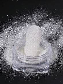 Purpurina de uñas con efecto reflectante y holográfico, polvo de cristales blancos para decoración de uñas, pigmento en polvo con brillos de rhinestone para manicura - Blanco - Ver 8