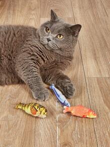 3 件装鱼形设计猫爱好者和猫妈妈爱逗猫玩具套装，适合猫爱好者和猫妈妈玩耍 - 彩色 - 查看 2