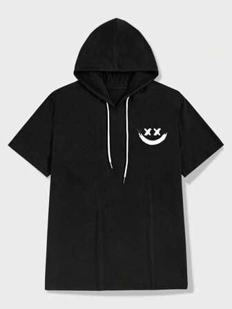 Männer T-Shirt mit Grafik Muster, Kapuze