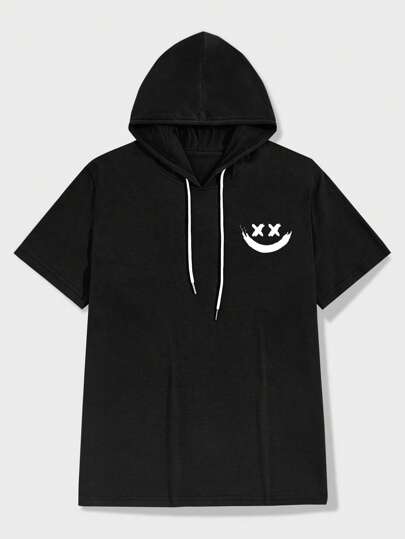 Männer T-Shirt mit Grafik Muster, Kapuze