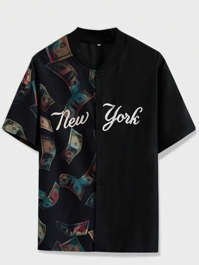 Street Life Men Letter Graphic Shirt, School