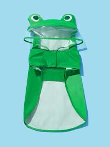 PETSIN 1pc Fabric Cartoon Frog Design Hooded Pet Raincoat For Dog And Cat For Rainy Day - Multicolor - View 3
