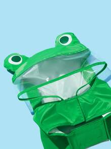 PETSIN 1pc Fabric Cartoon Frog Design Hooded Pet Raincoat For Dog And Cat For Rainy Day - Multicolor - View 7