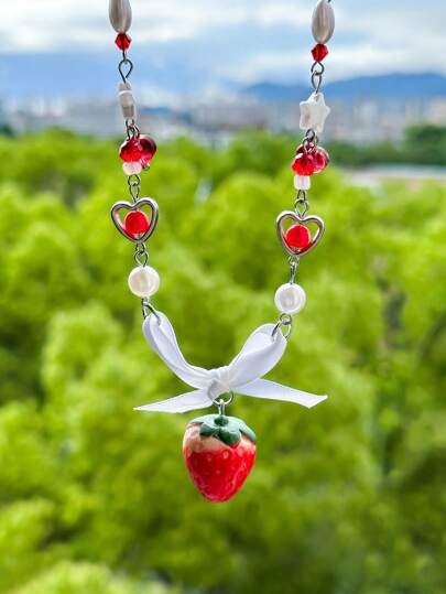 1 Stück Halskette mit süß Erdbeere Anhänger, Für Frauen Für Tägliche Dekoration